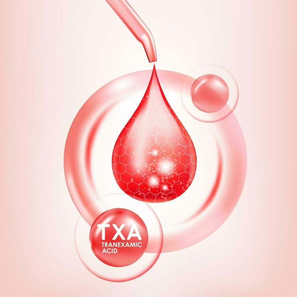Minh họa cơ chế Tranexamic Acid ức chế Plasmin và hạn chế tăng sắc tố sau viêm (PIH)