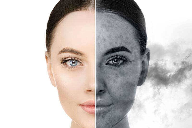 Các khói bụi từ thiên nhiên xâm nhập vào da sẽ dẫn tới tình trạng lão hóa da