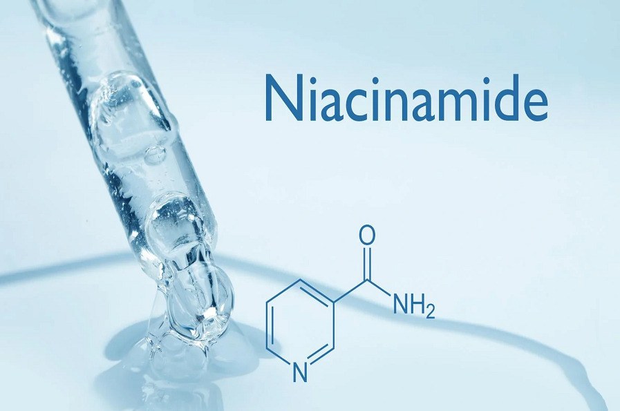 Hình ảnh minh họa mô tả về hoạt chất Niacinamide được dùng trong mỹ phẩm giúp cải thiện lỗ chân lông to